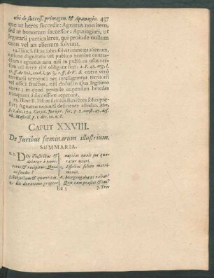 Caput XXVIII. De Iuribus foeminarum illustrium.