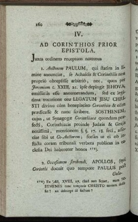 IV. Ad Corinthios Prior Epistola.