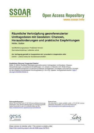 Räumliche Verknüpfung georeferenzierter Umfragedaten mit Geodaten: Chancen, Herausforderungen und praktische Empfehlungen
