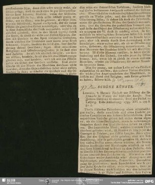 Allgemeine Literatur-Zeitung, Nr. 413, vom 28.12.1797 (Fragment), Jena