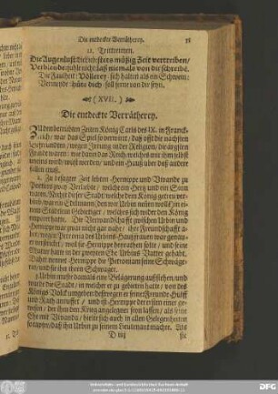 (XVII.) Die entdeckte Verrätherey.