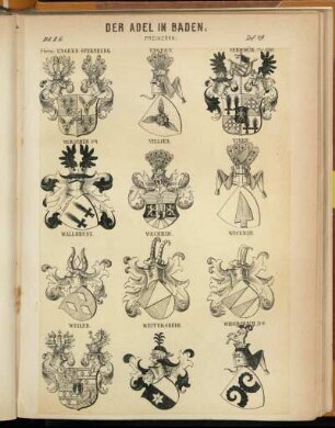 Taf. 49. Fhrrn: Ungern-Sternberg. - Ungern. - Verschür, Fhr. 1696. - Verschür St-W. - Villiez. - Vinke. - Wallbrunn. - Wechmar. - Weiler. - Weitersheim. - Widersbach, St-W. -