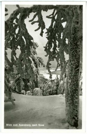 Auersberg. Blick vom Auersberg nach Sosa - Winter