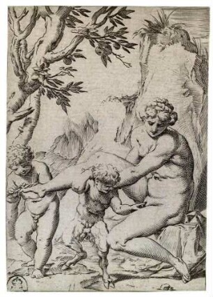 Nymphe, kleiner Satyr und Kind ... aus der Folge "Lascivie"