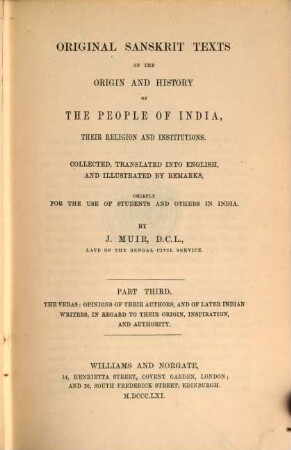 Original Sanskrit texts on the origin and progress of the religion and institutions of India. 3
