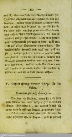 V. Aufbewahrung anderer Dinge für die Küche