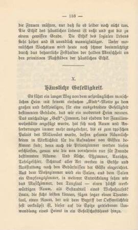 X. Häusliche Geselligkeit
