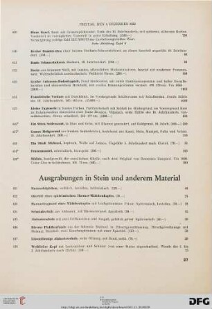 Ausgrabungen in Stein und anderem Material (Nr. 421-431)