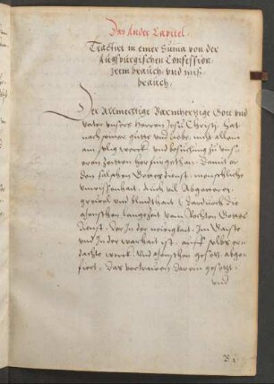 Das Ander Capitel Tractirt in einer Suma von der Augspurgischen Confession , Item brauch, vnd mißbrauch.
