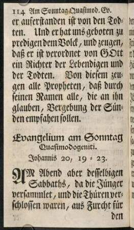 114-124, Evangelium am Sonntag Quasimodogeniti. - Evangelium am Sonntag Jubilitate.