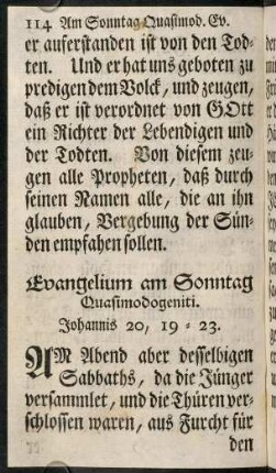 114-124, Evangelium am Sonntag Quasimodogeniti. - Evangelium am Sonntag Jubilitate.