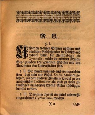 Einladungs-Schrifft von den Kennzeichen eines guten Gymnasii