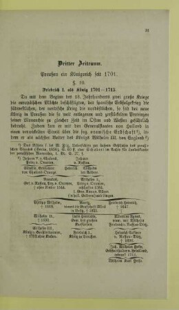Dritter Zeitraum. Preußen ein Königreich seit 1701