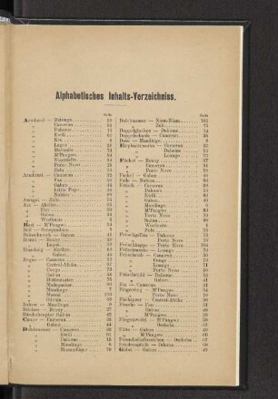 Alphabetisches Inhalts-Verzeichniss.