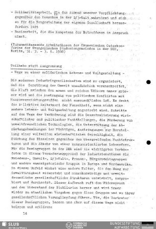 Teilhabe statt Ausgrenzung : Wege zu einer solidarischen Lebens- und Weltgestaltung