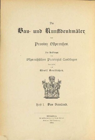 Die Bau- und Kunstdenkmäler der Provinz Ostpreußen, 1. Die Bau- und Kunstdenkmäler des Samlandes