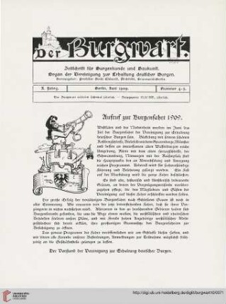 Aufruf zur Burgenfahrt 1909
