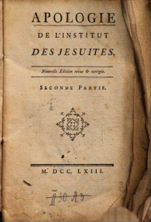 Apologie de l'institut des Jésuites, 2