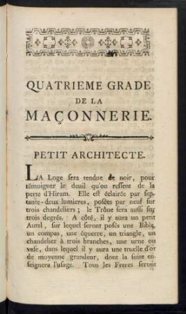 Quartieme Grade De La Maconnerie