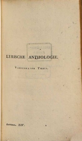 Lyrische Anthologie. 14