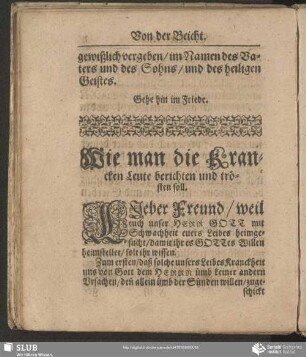 Wie man die Krancken Leute berichten und trösten soll