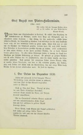 Graf August von Platen-Hallermünde. 1796 - 1835