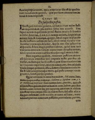 Caput III. De subjecto pestis.