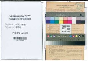 Entnazifizierung Albert Kisters , geb. 12.12.1902 (Schlosser)
