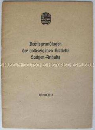 Sammlung von Verordnungen und Bestimmungen für die volkseigenen Betriebe Sachsen-Anhalts