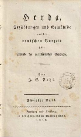 Herda : Erzählungen und Gemählde aus der teutschen Vorzeit für Freunde der vaterländischen Geschichte, 2