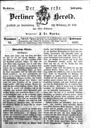 Nummer 18, Februar 1847
