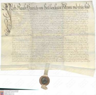 von Heusenstamm: Hans Heinrich von Heusenstamm bekundet, dass er von Bischof Philipp Christoph von Speyer mit einen Haus in Nierstein, mit allen s...