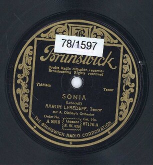 Titel A: "Sonia" Titel B: "Dem Rebe´ns Shaalois"