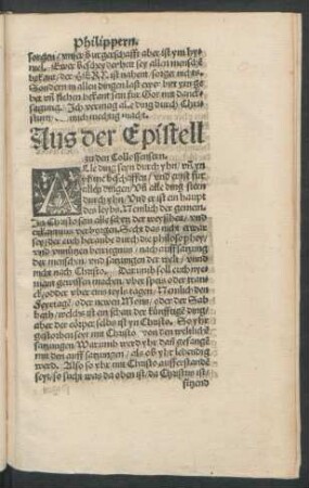 Aus der Epistell zu den Collossensern.