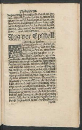 Aus der Epistell zu den Collossensern.