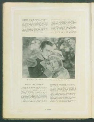 Marion Davies y Conrad Nagel en una romántica escena del film "Rosas del Pasado".