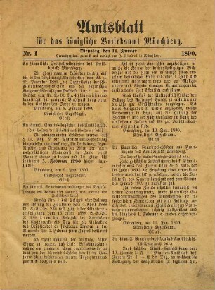 Amts-Blatt für das Bezirksamt Münchberg. 1890