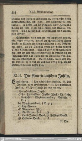 XLII. Die Americanischen Inseln