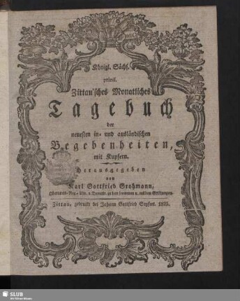 1825: Privil. Zittau'sches monatliches Tage-Buch