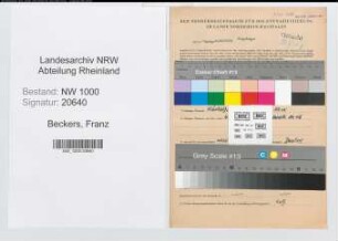 Entnazifizierung Franz Beckers, geb. 17.06.1902 (Kaufm.Angest.)