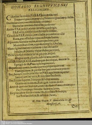 Homagio Brunswicensi Felicissimo