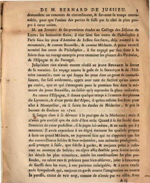 Éloge de M. de Jussieu Docteur régent de la Faculté de médecine de Paris