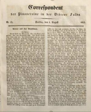 Nr. 15. Fulda, den 1. August