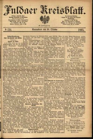 Erste Ausgabe vom Samstag, den 19. Oktober 1895.