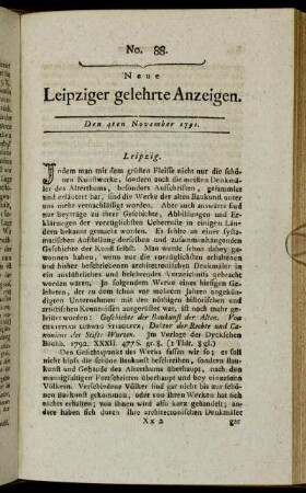 No. 88. Den 4ten November 1791.