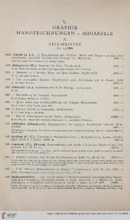 V. Graphik Handzeichnungen - Aquarelle (Nr.532a-972)