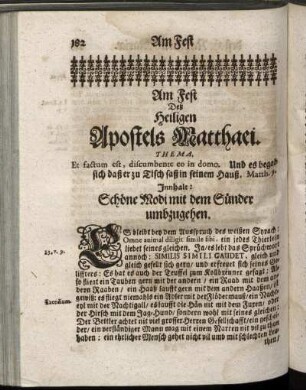 Am Fest Deß Heiligen Apostels Matthaei.
