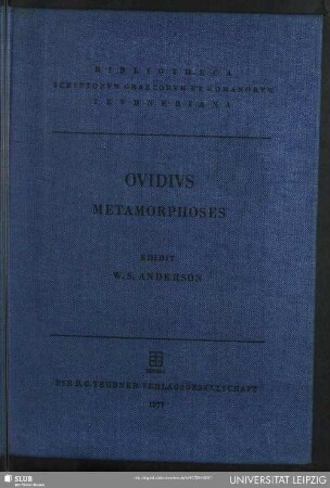 P. Ovidii Nasonis Metamorphoses