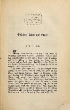 Salvira's Leben im Diesseits und in den Sphären : 1. Sonnenzirkel. Mediumistisch geschrieben durch Edmund Blechinger