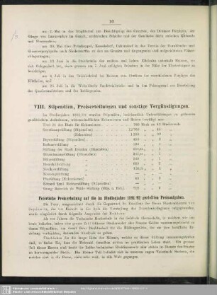 VIII. Stipendien, Preiserteilungen und sonstige Vergünstigungen